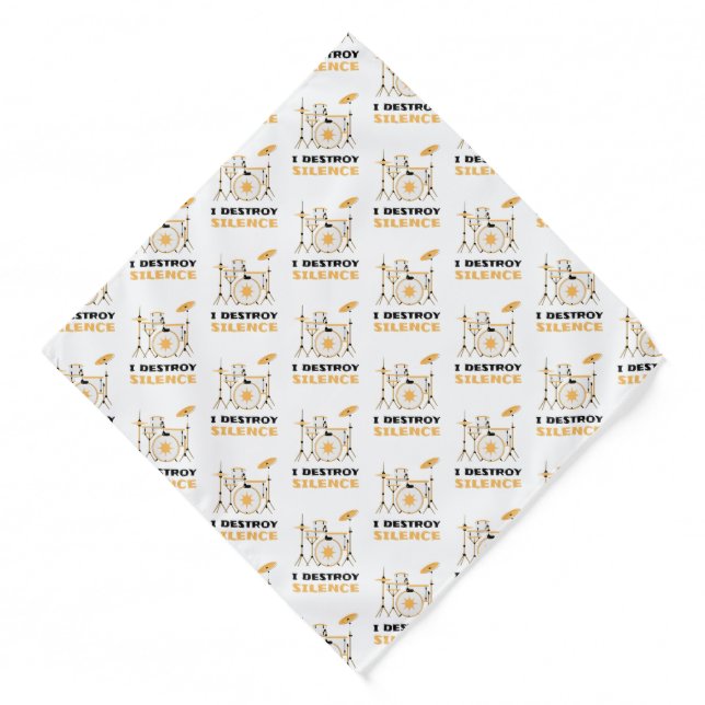 I Destroy Silence Funny Drummer Bandana (Front)