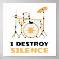I Destroy Silence Funny Drummer Drums Player