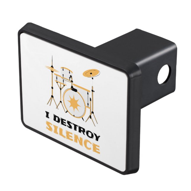 I Destroy Silence Funny Drummer Hitch Cover (Top Right)