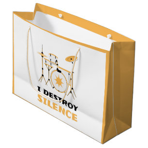 I Destroy Silence Funny Drummer Large Gift Bag