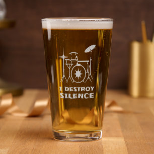 I Destroy Silence Funny Drummer Pint Glass