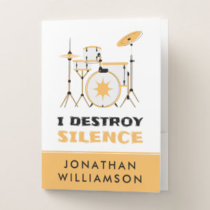 I Destroy Silence Funny Drummer Pocket Folder