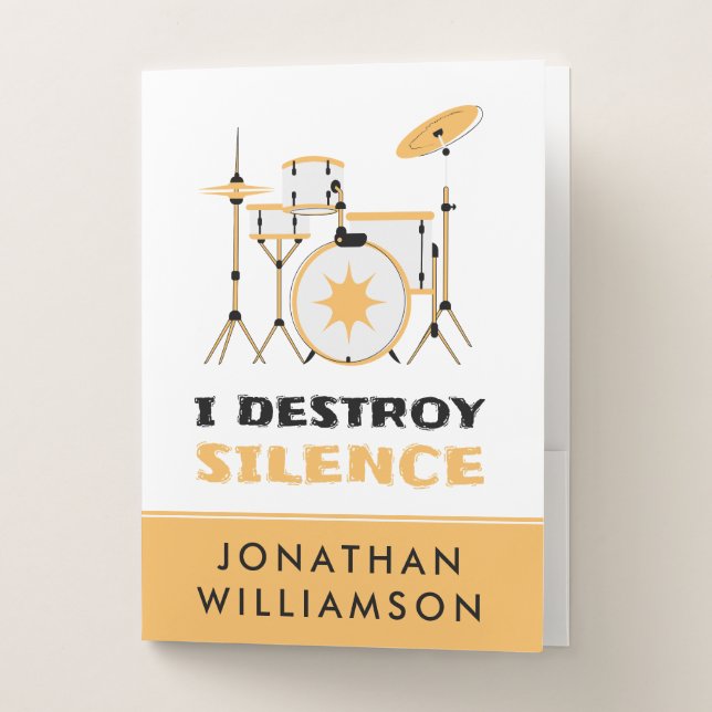 I Destroy Silence Funny Drummer Pocket Folder (Front)