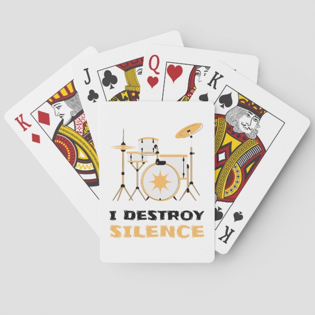I Destroy Silence Funny Drummer Poker Cards (Back)