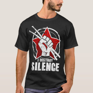 I Destroy Silence Funny Vintage Drums Drummer Gift T-Shirt
