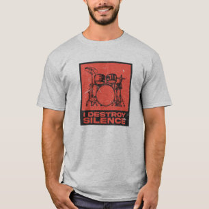 I Destroy Silence - Retro Drummer T-Shirt