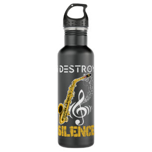 I Destroy Silence Saxophone Stainless Steel Water Bottle