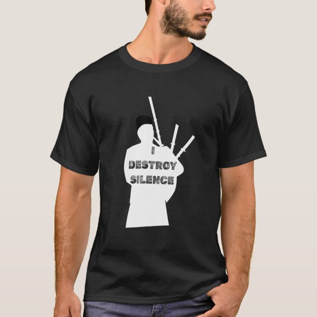 I Destroy Silence Scottish Kilt Musician Piper Bag T-Shirt (Front)