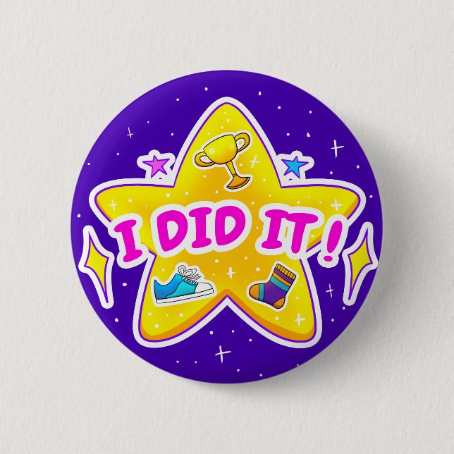 I Did It - 2 1/4" Round Badge - Blue Button (Front)