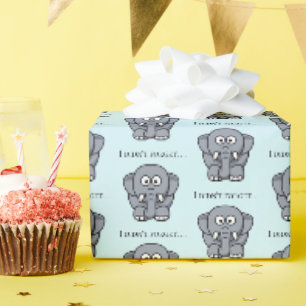 I Didn’t Forget Cute Funny Gray Elephant Cartoon Wrapping Paper
