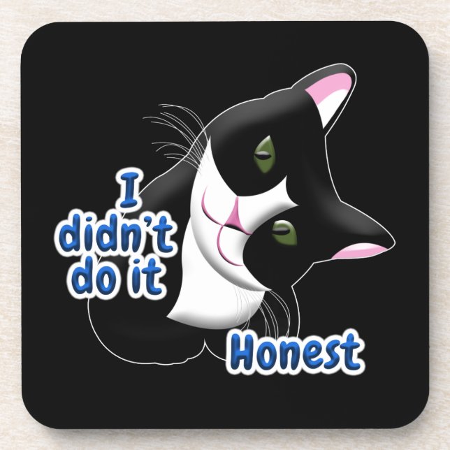 I didn't do it Cat Beverage Coaster (Front)