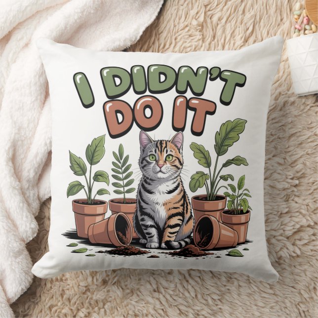 I Didn't Do It Cat Throw Pillow (Blanket)