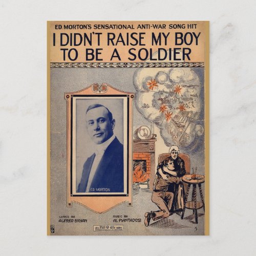I Didnt Raise My Boy to Be a  Soldier Postcard