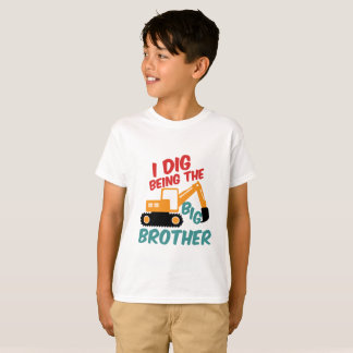 I Dig Being Big Brother Excavator Tractor Cartoon T-Shirt