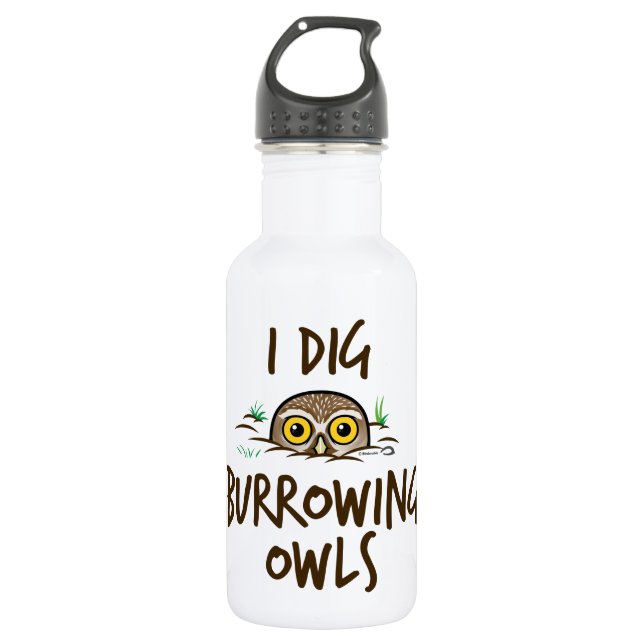 I Dig Burrowing Owls Water Bottle (Front)