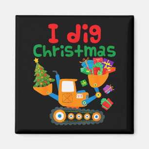 I Dig Christmas Excavator Construction Boys Toddle Magnet