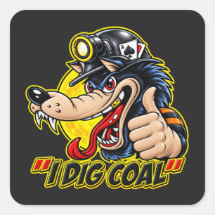 I DIG COAL SQUARE STICKER