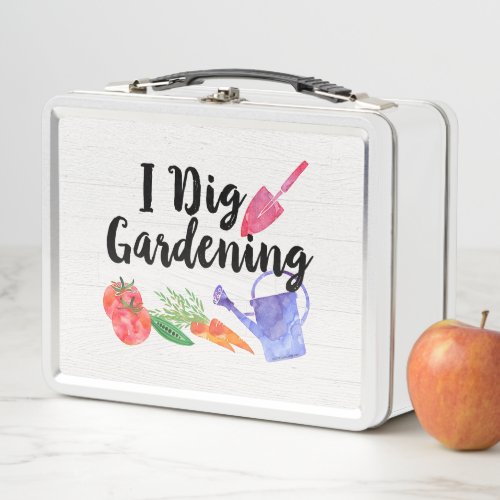 I Dig Gardening Cute Garden Gift Gardener Metal Lunch Box