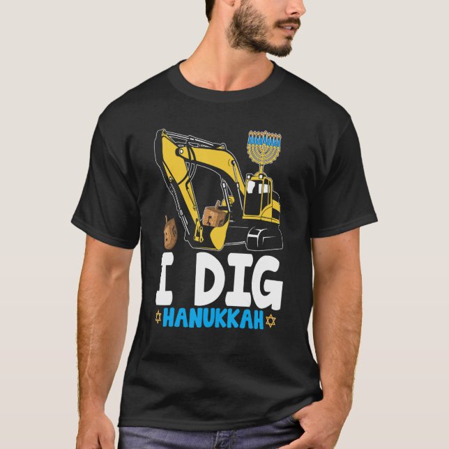 I Dig Hanukkah Excavator Construction Kids Boys Ch T-Shirt (Front)