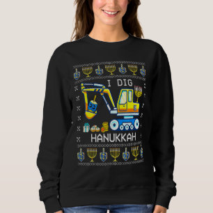I Dig Hanukkah Excavator Construction Toddler Hanu Sweatshirt