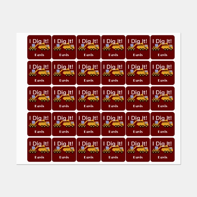 I Dig It Design - Small Square Clothing Label (0.7 (Sheet)