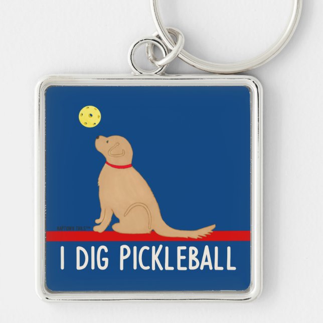 I Dig Pickleball Golden Retriever Keychain (Front)