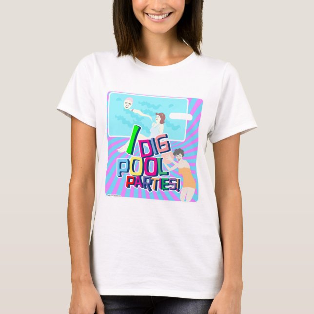 I Dig Pool Parties Retro Fun Illustration Art T-Shirt (Front)