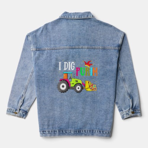 I Dig Purim Hamantaschen Tractor Jewish Toddlers B Denim Jacket