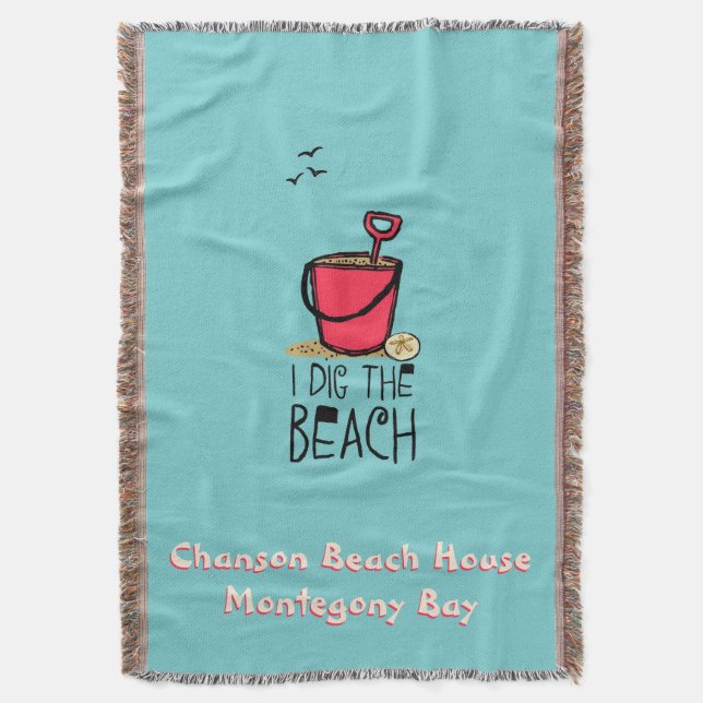 I Dig the Beach Custom Beach Throw Blanket (Front Vertical)