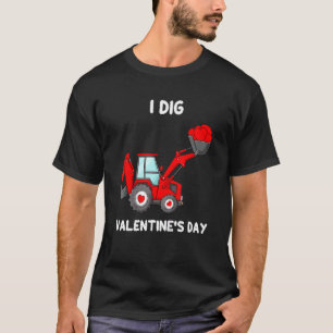 I Dig Valentines Day Hearts Tractor Funny Toddler T-Shirt