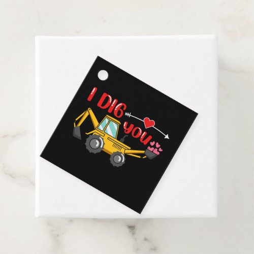 I Dig You Backhoe Valentine Favor Tags