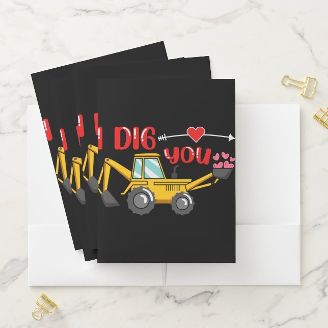 I Dig You Backhoe Valentine Pocket Folder (In Situ)