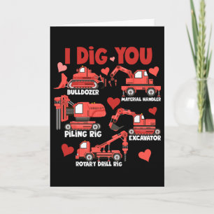 I Dig You Construction Trucks Valentine's Day Boys Card