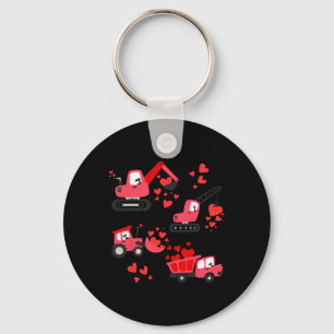I Dig You Construction Trucks Valentine's Day Boys Keychain
