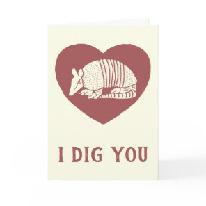 I Dig You Cute Armadillo Valentine's Day Card