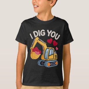 I Dig You Cute Excavator Valentine Design For Kids T-Shirt