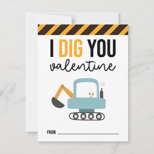 I Dig You Kids Construction Valentine Card