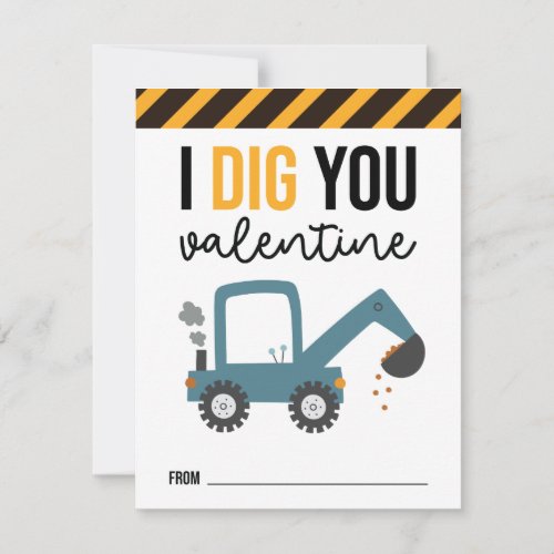I Dig You Kids Construction Valentine Card