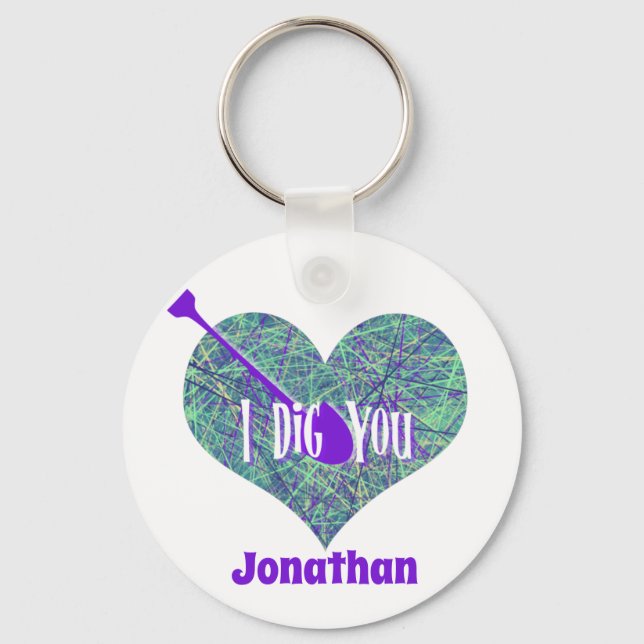 I Dig You Purple Network Heart Shape Keychain (Front)