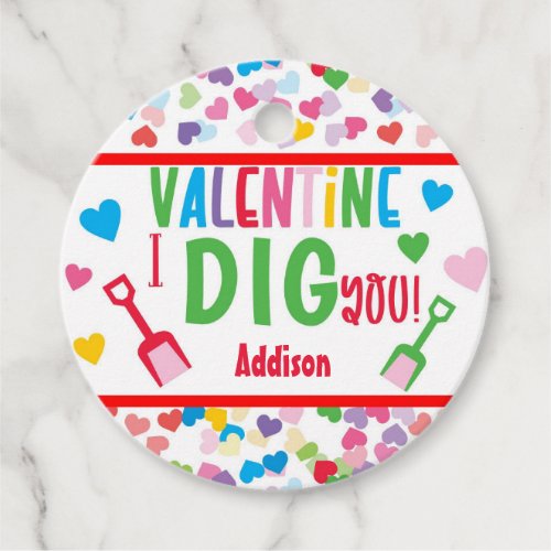 I Dig You Shovel Valentine School Favor Tag