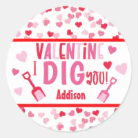 Valentine's Favors, Valentine's Exchange, Valentines Gifts for Kids,  Personalized Valentines Favors, Classroom Favors, I Dig You 