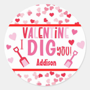 I Dig You Shovel Valentine School Gift Classic Round Sticker