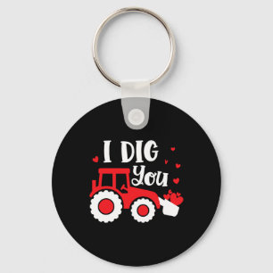 I Dig You Tractor Construction Heart Loving Valent Keychain