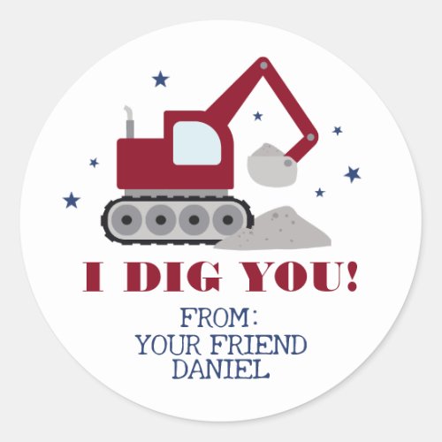 I Dig You Valentines Day Classic Round Sticker