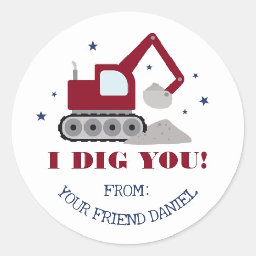 I Dig You Valentines Day Classic Round Sticker