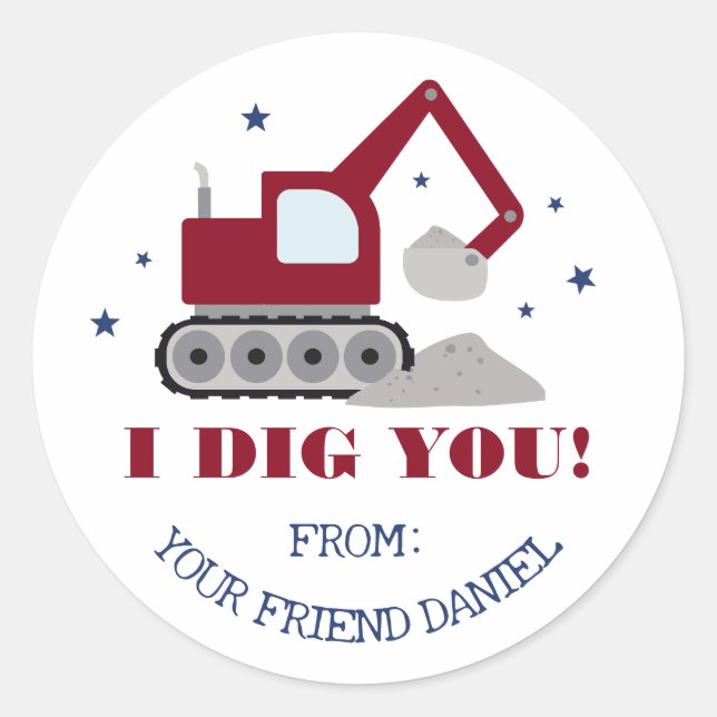 I Dig You Valentine's Day Classic Round Sticker (Front)