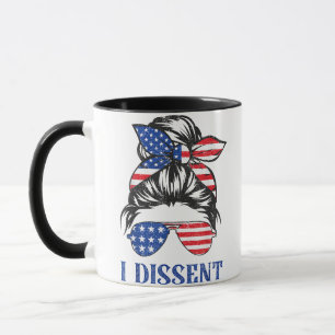 I dissent, American flag women messy bun  Mug