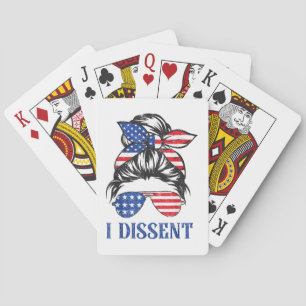 I dissent, American flag women messy bun Poker Cards