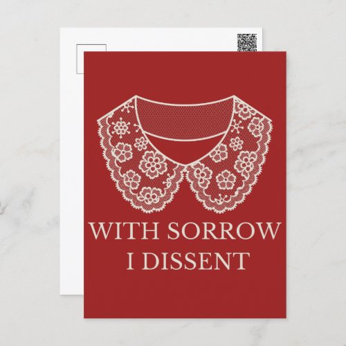 I Dissent Lace Collar Abortion Ban Protest  Postcard