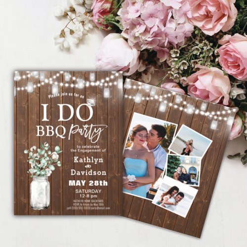 I DO 4 Photo Eucalyptus Chic Engagement Invitation